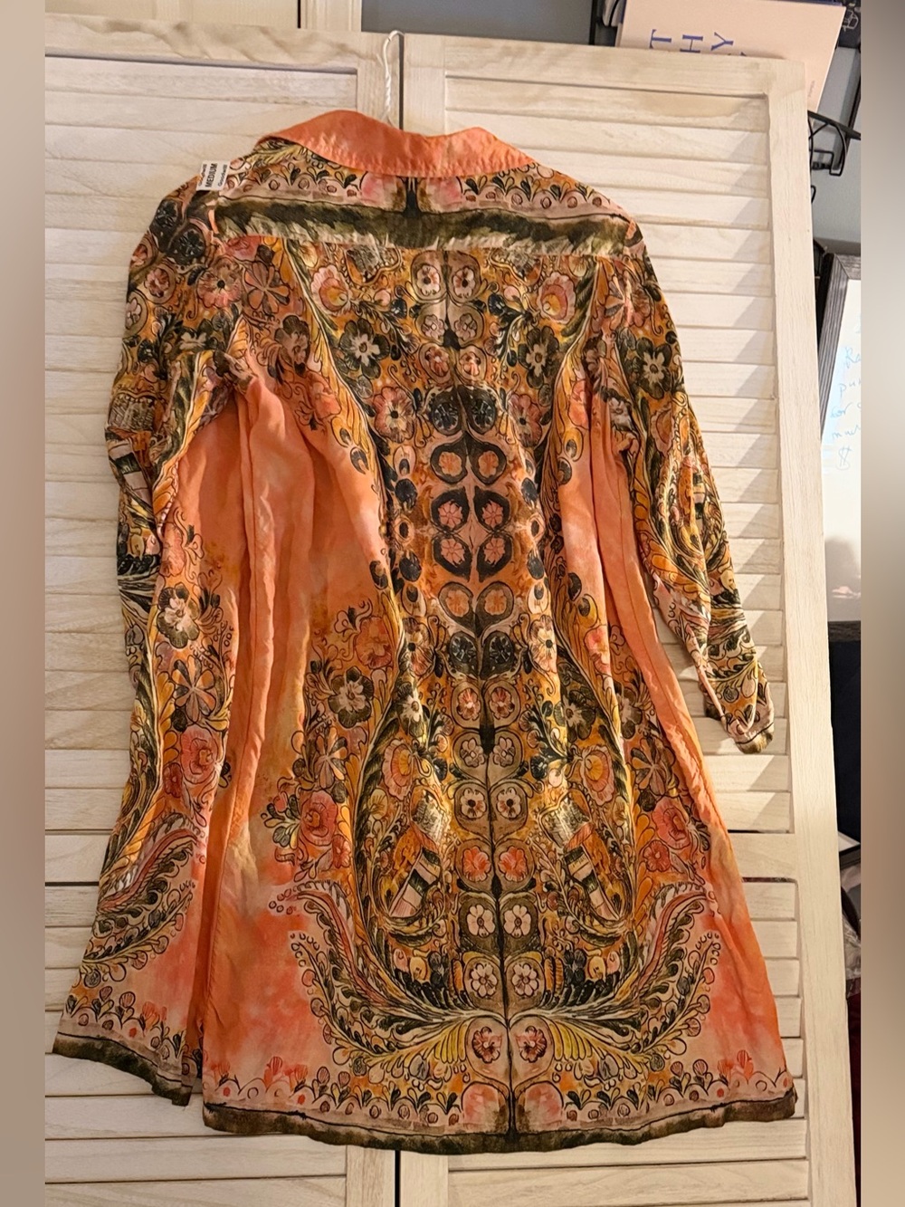 NATURAL LIFE Orange Paisley Button-Front Boho Tunic - Picture 4 of 11
